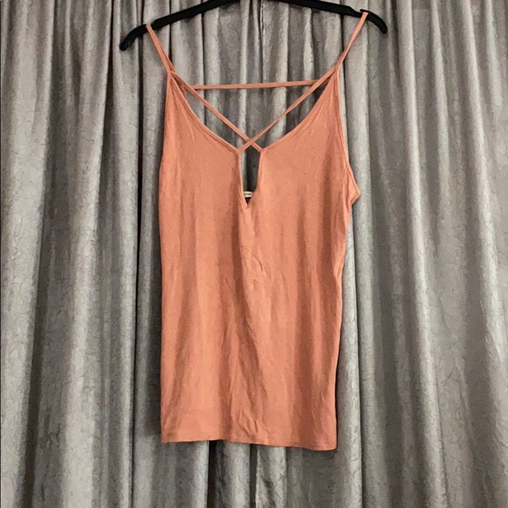 Ribbed crisscross Spaghetti tank